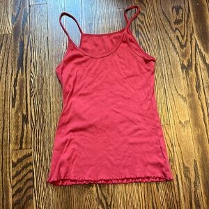 red tank top frilly at bottom size small